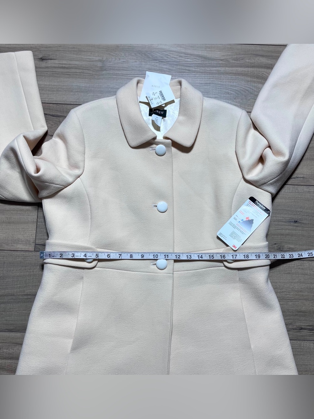 J.Crew Women’s Vintage Wool Blend Thinsulate Button Front Peacoat 16 Buttercream - Picture 3 of 16